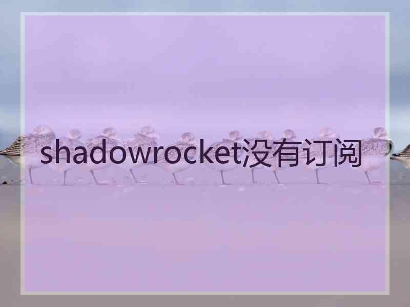 shadowrocket没有订阅