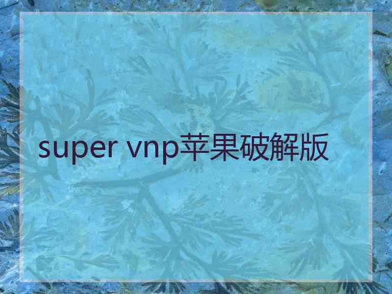super vnp苹果破解版